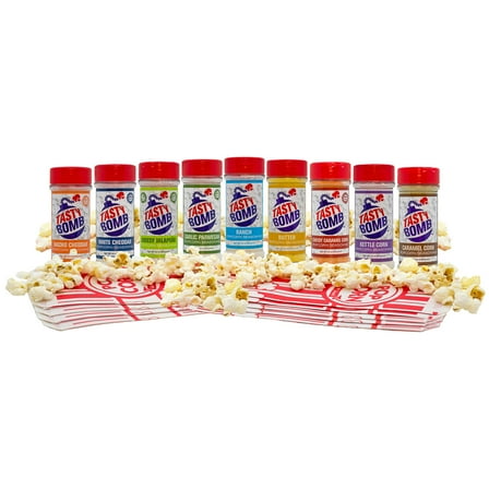 Tasty Bomb Popcorn Seasoning Variety Pack - 9 Seasonings, 2.8-3 Oz, Gluten-Free, Keto Snack