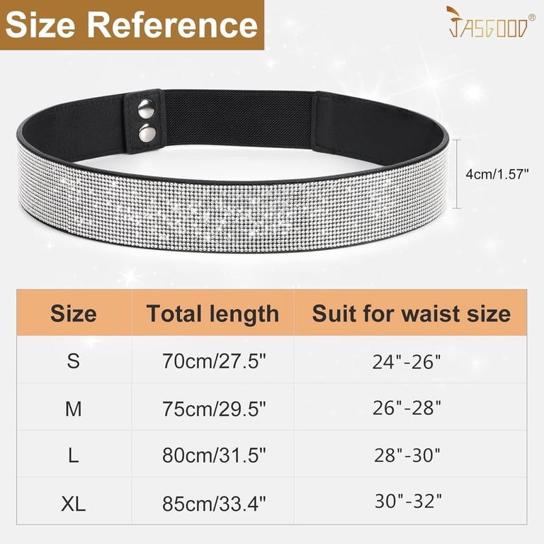 JASGOOD Rhinestone Elastic Belt, Stretchy Shiny Crystal Belt Bling Wide Waist Rhinestone Elastic Belt for Women,Stretchy Shiny Crystal  main image 2