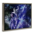thumbnail image 3 of Stupell Industries Astronaut with Blue Nebula Outer Space Painting Brown Floater Framed Canvas Art Print Wall Art, 21 x 17, 3 of 9