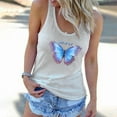 thumbnail image 2 of Moda de mujer Verano Sexy O Cuello Casual Mariposa Impreso Tanque Sin mangas Tops Pompotops  lopia989718, 2 of 6