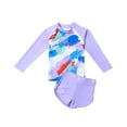 thumbnail image 5 of Gelikeya Kids Swimsuit for Girls Size 3-4 Toddler Girl Swimsuit Long Sleeve Cartoon Character Graphic Prints Summer Beach Swimming Suit (Toddlers, R02 Purple, 3-4 Years), 5 of 7