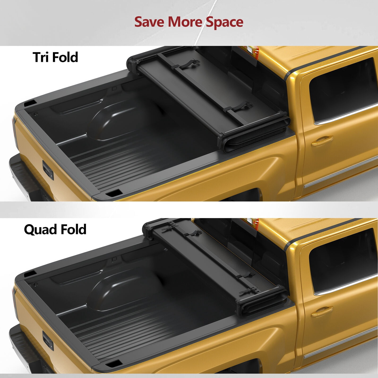 RVNI 6.5 ft Soft Quad Fold Truck Bed Tonneau Cover for 2004-2015 Nissan Titan Fleetside Bed