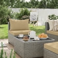 thumbnail image 6 of Ebello 7-Piece Modular Conversation Set, Outdoor Patio Sectional Sofa with Glass Coffee Table, Rattan Garden Furniture, GKH(Khaki), 6 of 12