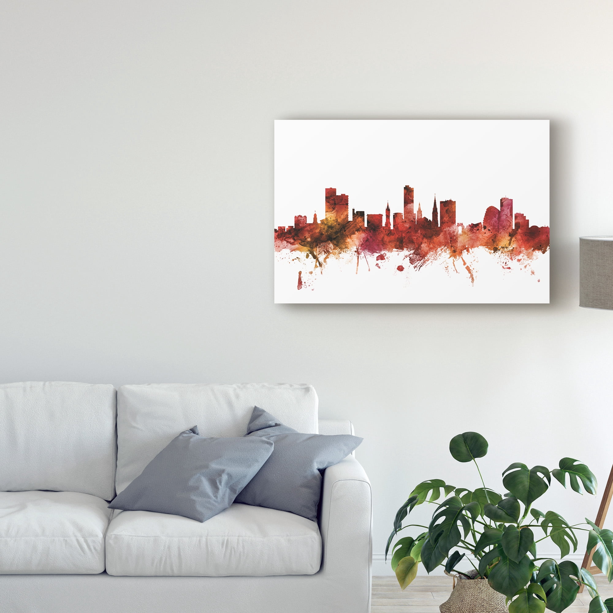 Trademark Fine Art 'Leicester England Skyline Red' Canvas Art by Michael Tompsett