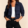 thumbnail image 2 of FRSASU Women's Military Safari Cropped Jackets Button Down Lightweight Oversized Utility Anorak Coat with Pockets Navy, 2 of 9