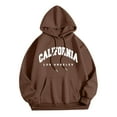 thumbnail image 4 of Women's Casual Hoodies Los Angeles California Letter Print Pullover Sweatshirts Drawstring Long Sleeve Tops with Pocket, 4 of 4