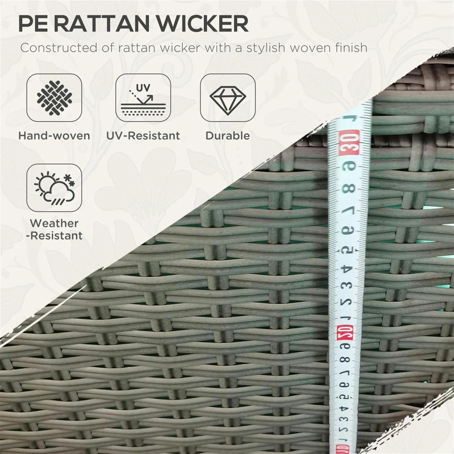 Demi Bonn Outdoor Wicker Loveseat, Patio Sofa with 2 Seats PE Rattan, 2 Throw Pillows Included, Comfortable Couch Set for Garden, Backyard, Gray