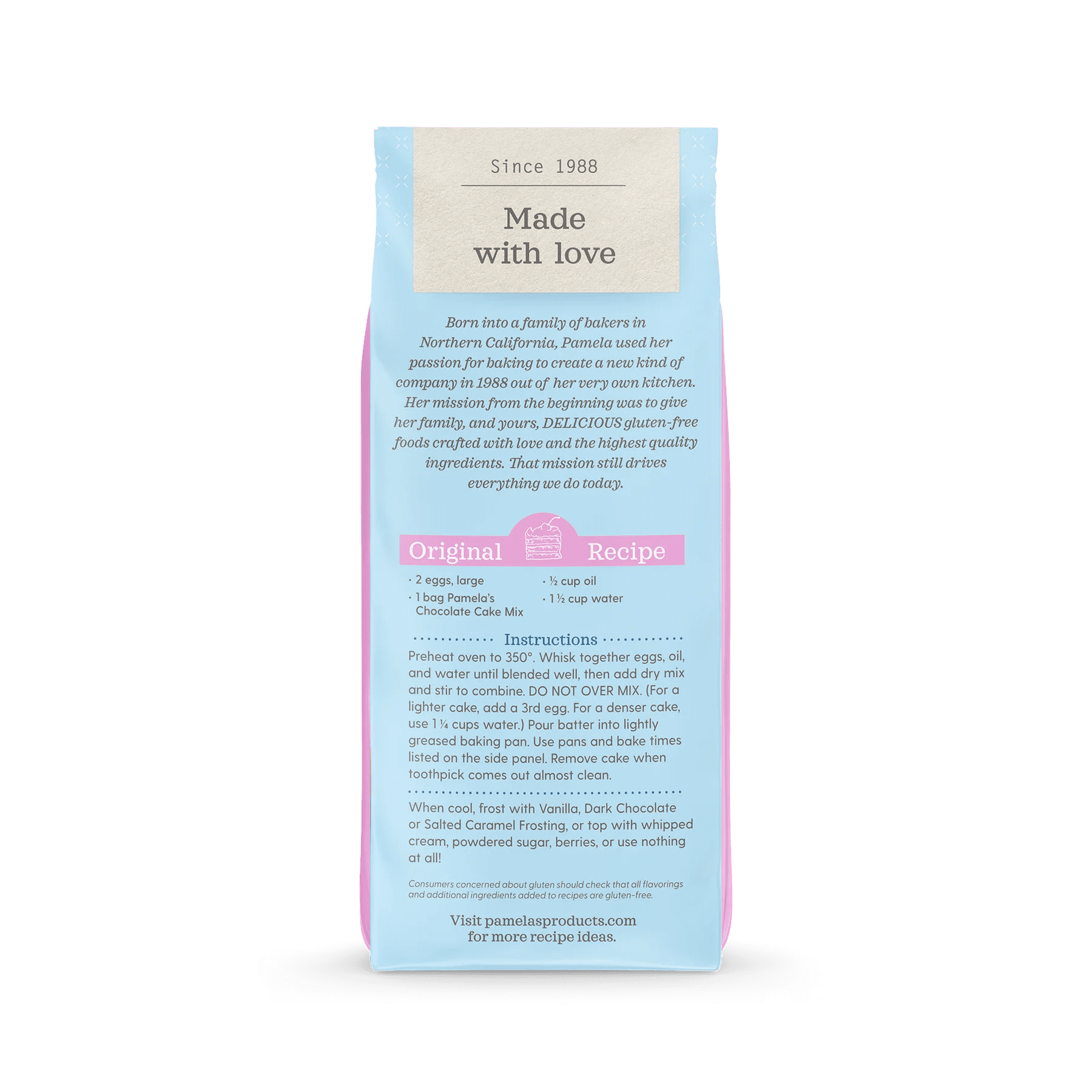 (2 pack) Pamela’s Gluten-Free Chocolate Cake Mix, 21 oz Bag