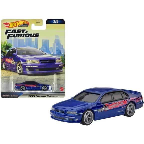 1999 Nissan Maxima Blue Metallic with Graphics "The Fast and The Furious" (2001) Movie Diecast Model Car by Hot Wheels