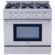 Thor Kitchen 36 Inch Professional 6 Burner Gas Range Oven, Stainless Steel
