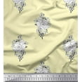 thumbnail image 1 of Soimoi Polyester Crepe Fabric Leaves & Floral Block Printed Fabric 1 Yard 42 Inch Wide, 1 of 3
