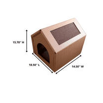 PetPro Deluxe Corrugated Cardboard Medium Size Indoor Cat House with Sturdy and Eco-Friendly Features
