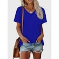 thumbnail image 5 of Womens T Shirts V Neck Rolled Sleeve Pocket Summer Tops Casual Loose Basic Tee Shirts Trendy, 5 of 5