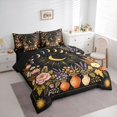 thumbnail image 2 of Homewish Dreamy Bohemian Moon 7pcs Queen Bedding,Roses Lavender Daisies Floral Bedding Comforter Set Queen,Black Reversible, 2 of 8