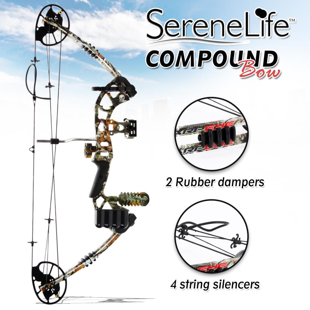 SereneLife Complete Compound Bow & Arrow Accessory Kit, Adjustable Draw Weight 30-70 lbs.