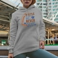 thumbnail image 2 of Hustle Hit & Never Quit with Football Ball Art Merch Gift, Heather Grey Hooded Sweatshirt or Hoodie, Small, 2 of 5
