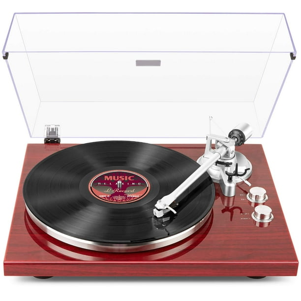 1 por ONE - Tocadiscos de transmisión por correa con conectividad Bluetooth, preamplificador de fono integrado, salida digital USB, reproductor de grabación estéreo de vinilo con cartucho magnético,