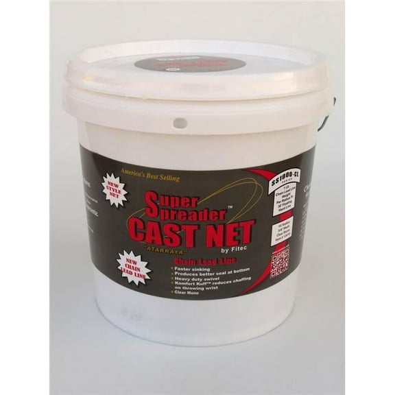 Super Spreader 12712 12 ft. x 1 in. Mesh, SS1000-CL Chain Leaded Cast Net Clear, 1 lb wt