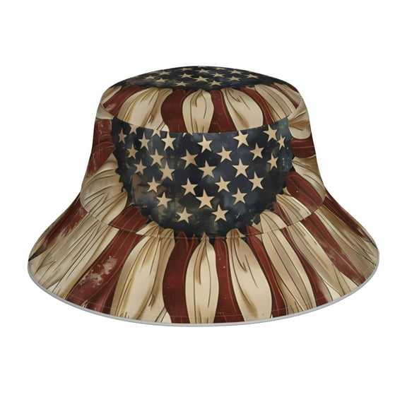 Balery USA Sunflower Flag Sun Hats for Men Women Bucket Hat UPF 50  Buckey Hat Boonie Hat Foldable UV Protection Hiking Beach Fishing Summer
