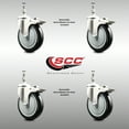 thumbnail image 2 of 5 Inch 316SS Black Polyurethane Wheel Swivel 10mm Stem Caster Set Lock Brake, 2 of 2
