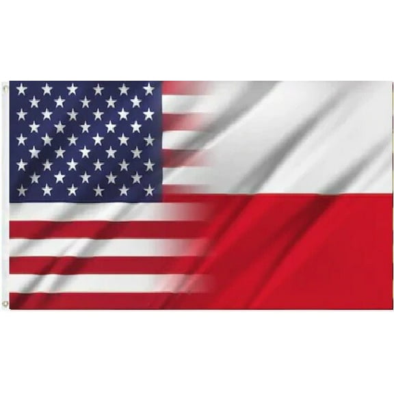 3X5 USA POLAND PLAIN FRIENDSHIP HALF/HALF FLAG BANNER 100D