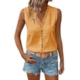 thumbnail image 2 of BSDJILFG Sleeveless Boho Tops for Women Y2K Juniors Dressy Lace Trim V-Neck Shirts Slim Fit Hollow Out Knit Camisole, 2 of 9