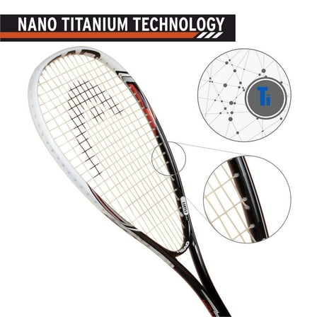 Head Nano Titanium Graphite Spector 2.0 Squash Racquet, Black & White | Grip Size - 37/8 Inches | String Pattern - 14/19