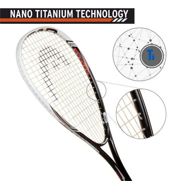 Head Nano Titanium Graphite Spector 2.0 Squash Racquet, Black & White | Grip Size - 37/8 Inches | String Pattern - 14/19