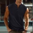 thumbnail image 5 of Men’s Button Down Solid Color Summer Tank Top Sleeveless Wide Shoulder Slim Fit, 5 of 5