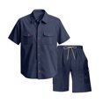 thumbnail image 6 of Miluxas Mens Short Sets 2 Piece Outfits Casual Outdoor Work for Everyday Wear Sports Activities Summer Set Navy XXXL(XXXL), 6 of 9