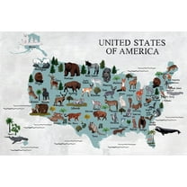 Marmont Hill Animals Map Canvas Wall Art