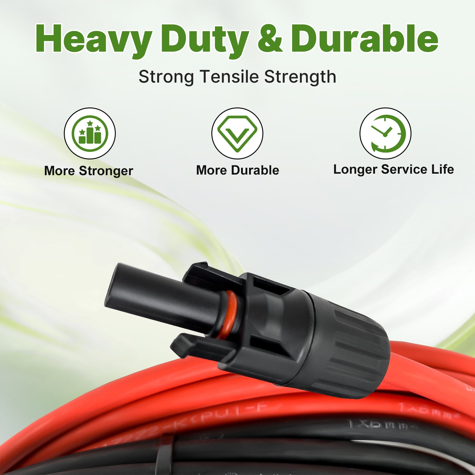 iMeshbean Solar Panel Extension Cable, 50FT 10AWG Solar Cable, Solar Panel Cable with Female and Male IP67 Waterproof Connectors for Outdoor Automotive RV Boat Marine Solar Panel