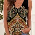 thumbnail image 3 of Débardeur Femme Boho Imprimé Floral Sans Manches Col en V T-shirt, Kaki, m, 3 of 5