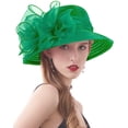 thumbnail image 1 of RZTA Sombrero de vestir de iglesia Kentucky Derby para mujer, ala ancha, flor de hoja, sombrero de despedida de soltera, 1 of 1
