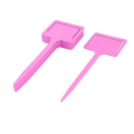 Rectangle Name Tags - Garden Plastic Rectangle Head Plant Flower Name Marking Tag Label Pink 10pcs