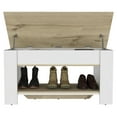 thumbnail image 5 of Dtwnek Wood Storage Bench with Lower Shelf, Light Brown + White, 5 of 9