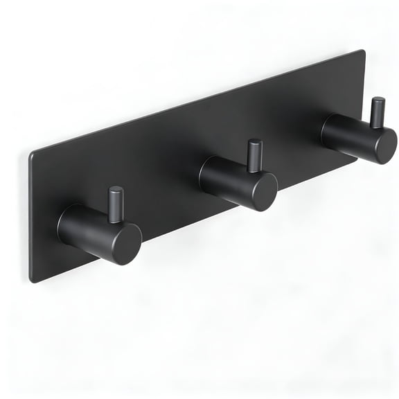 ZHZFKQ Key Holder for Wall with 2 Self-Adhesive Tapes,No Damage Key Holder Rack for Wall with 3 Key Hooks for Entryway,Door,Bathroom,Kitchen(Black)