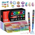 thumbnail image 1 of Marcadores de pintura acrílica DICEKOO, 168 colores, punta de pincel, impermeables, 1 of 8