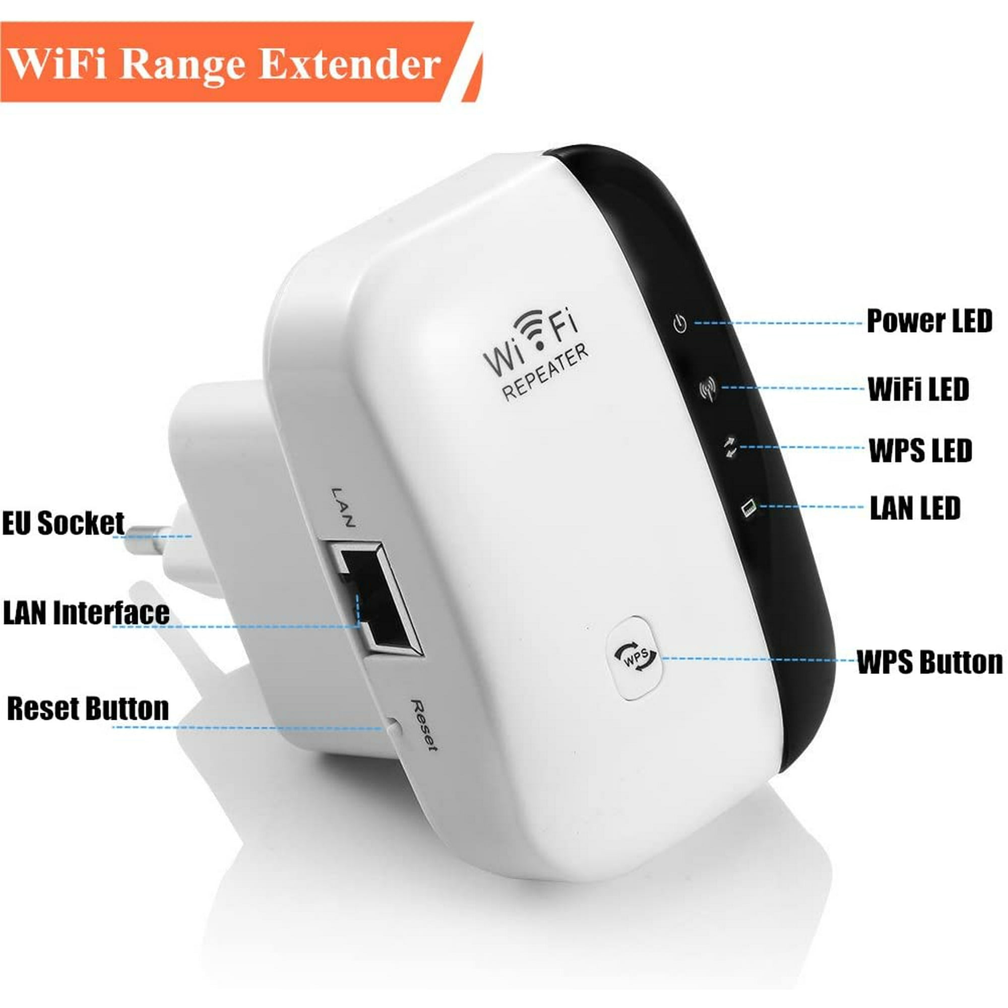 Extension WiFi Amplificateur de signal sans fil Mini extension de portee WiFi Blast mode repeteur WiFi point d acces signal entierement couvert pour toute la maison bureau 300 Mbps 2 4 GHz conforme a ...