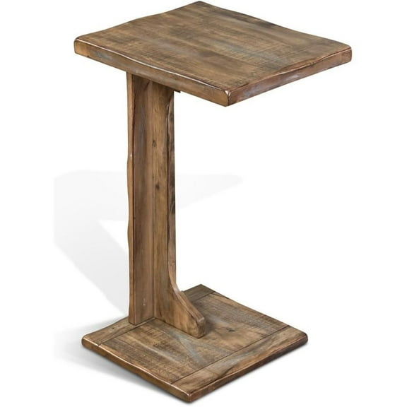 Pemberly Row 12.5" Transitional Wood Sofa Mate Table in Weathered Brown
