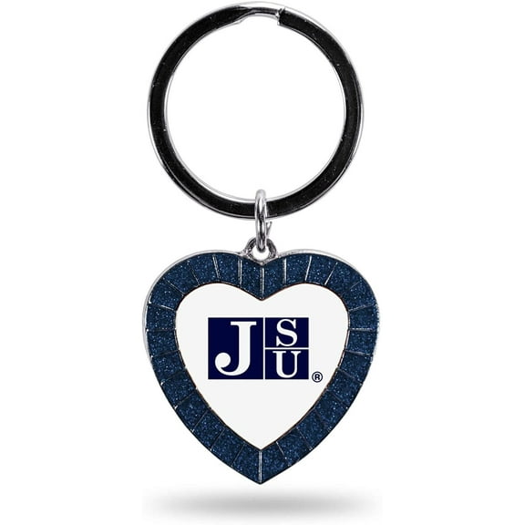 NCAA Jackson State Tigers NCAA Rhinestone Heart Colored Keychain, Navy, 3-inches in length