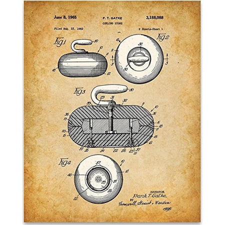 Curling Stone Art Print - 11x14 Unframed Patent Print - Great Room Decor or Gift for Curling Enthusiasts