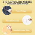 thumbnail image 4 of 1pcs，Automatic Needle Threaders Seam Ripper, Upgraded 3 in 1 Sewing Needle Threader Tool, Stretchable Quick Seam Rippers with Needle Storage for Hand Quilling, Embroidery Stitch Removal.-K,5in, 4 of 7