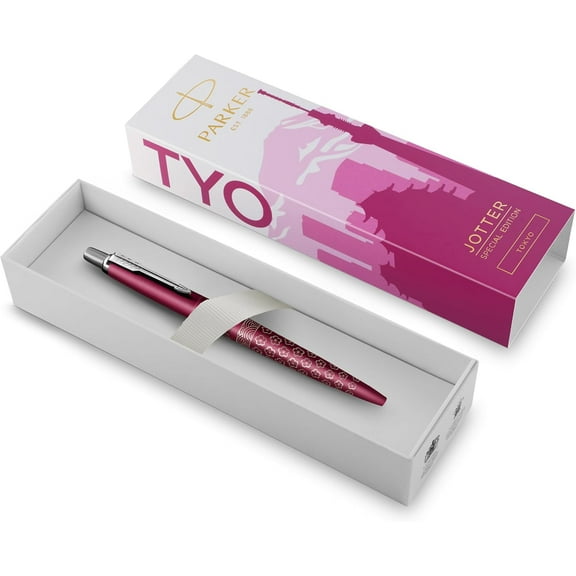 PARKER Jotter Ballpoint Pen, Special Edition, Tokyo Pink CT, Medium Point with Blue Ink, Gift Box