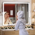 thumbnail image 2 of Hasipu Vanity Mirror with Lights, 40" x 32" LED Makeup Mirror, Lighted Makeup Mirror with Dimmable 3 Modes, Touch Screen Control Vanity Mirror Round White, 2 of 10