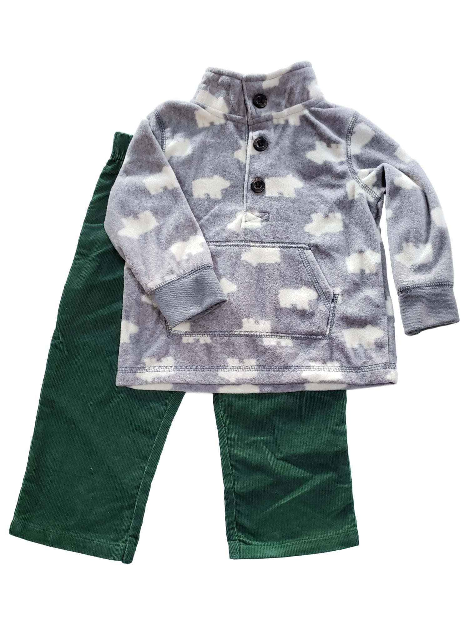 Carter's Carters Infant Baby Boy Grey Bear Fleece Corduroy Pants 2