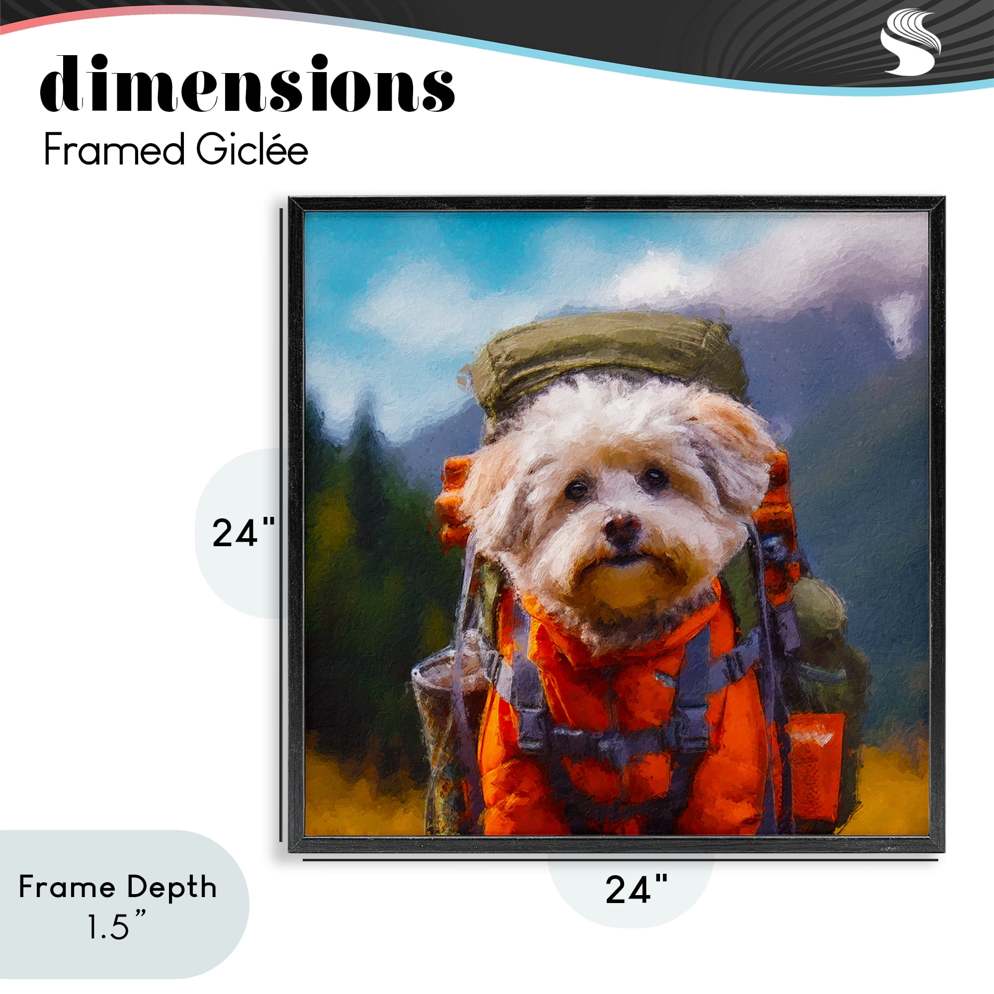 Stupell Industries Adventuring Hiker Dog Black Framed Giclee Art, design by Sean Parnell