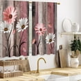 thumbnail image 4 of Farmhouse Wooden Pink Daisy Rustic Country Floral Bathroom Window Kitchen Short Curtains, 4 of 6