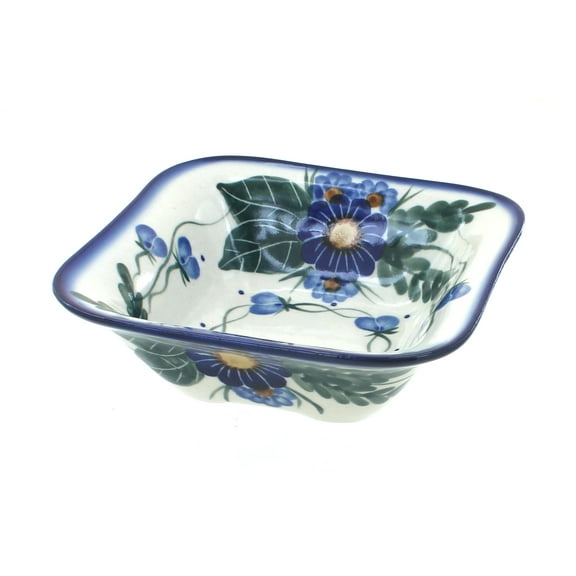 Blue Rose Polish Pottery Forget Me Not Square Bowl