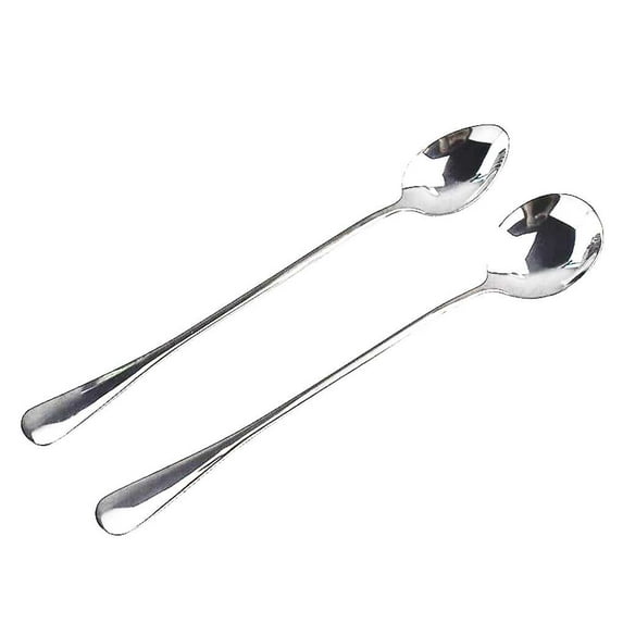 Tssuoun 2pcs Stainless Color Soup Spoon Long Handle Spoon Set Coffee Spoon Ice Cream Dessert Tea Spoon Just color